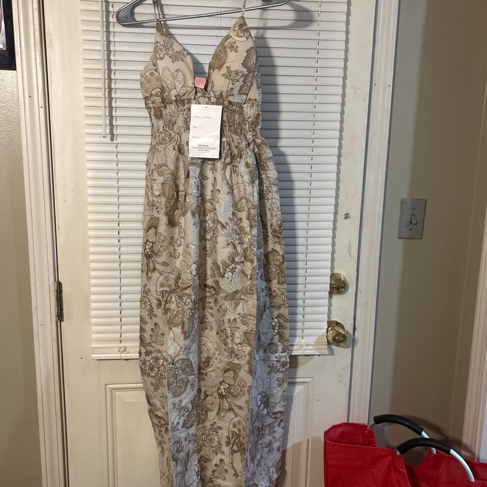 She's Cool Cream and Brown Floral Maxi Dress 3 sizes small,medium and large